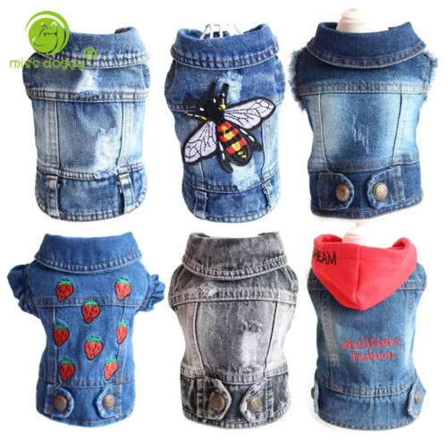 Denim Dog Jacket for Small Dogs